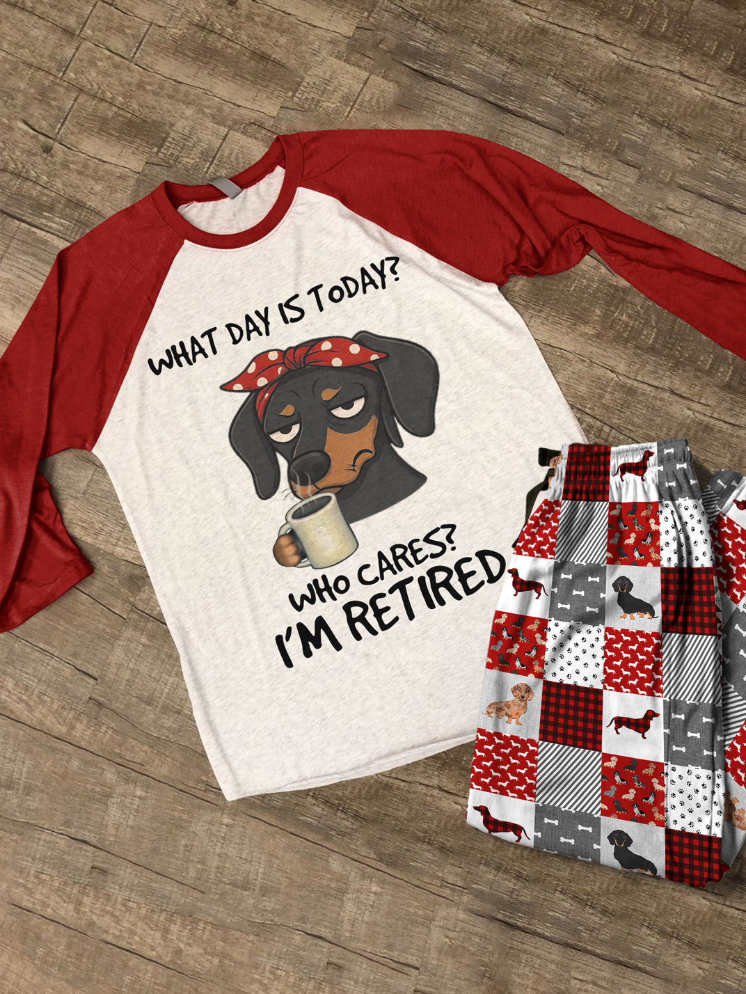 Dachshund Raglan Lounge Pajamas Who Cares, I'm Retired – Million Sunny