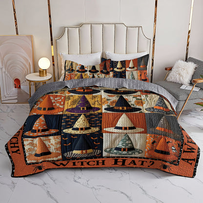 Halloween Witch 2D Print All Season 3-Piece Quilt Set If The Hat Fits