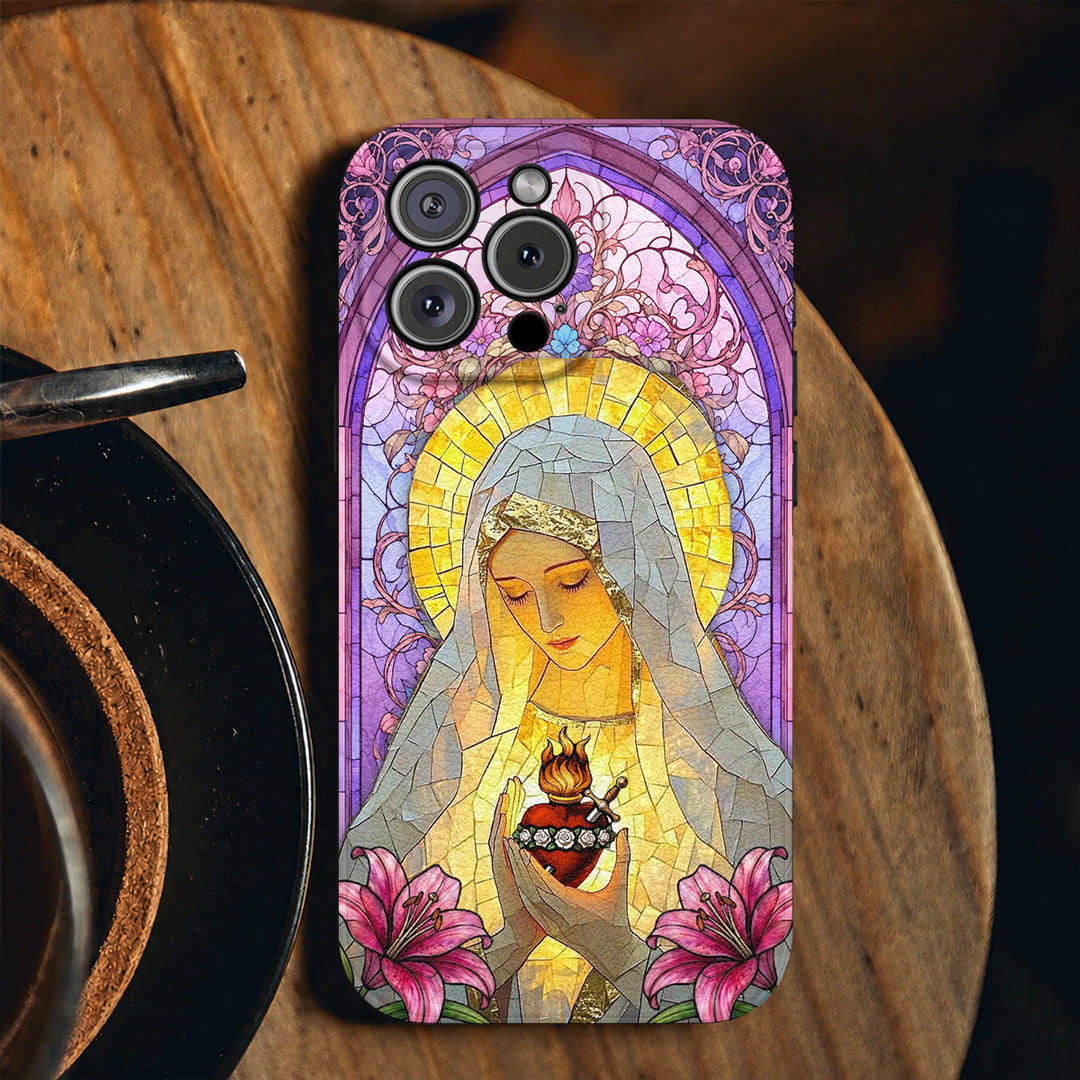 God Leather Phone Case Immaculate Heart