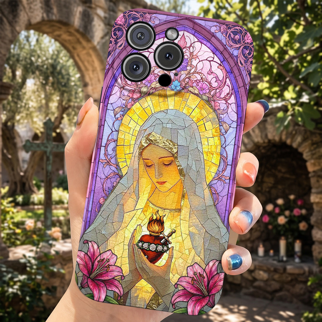 God Leather Phone Case Immaculate Heart
