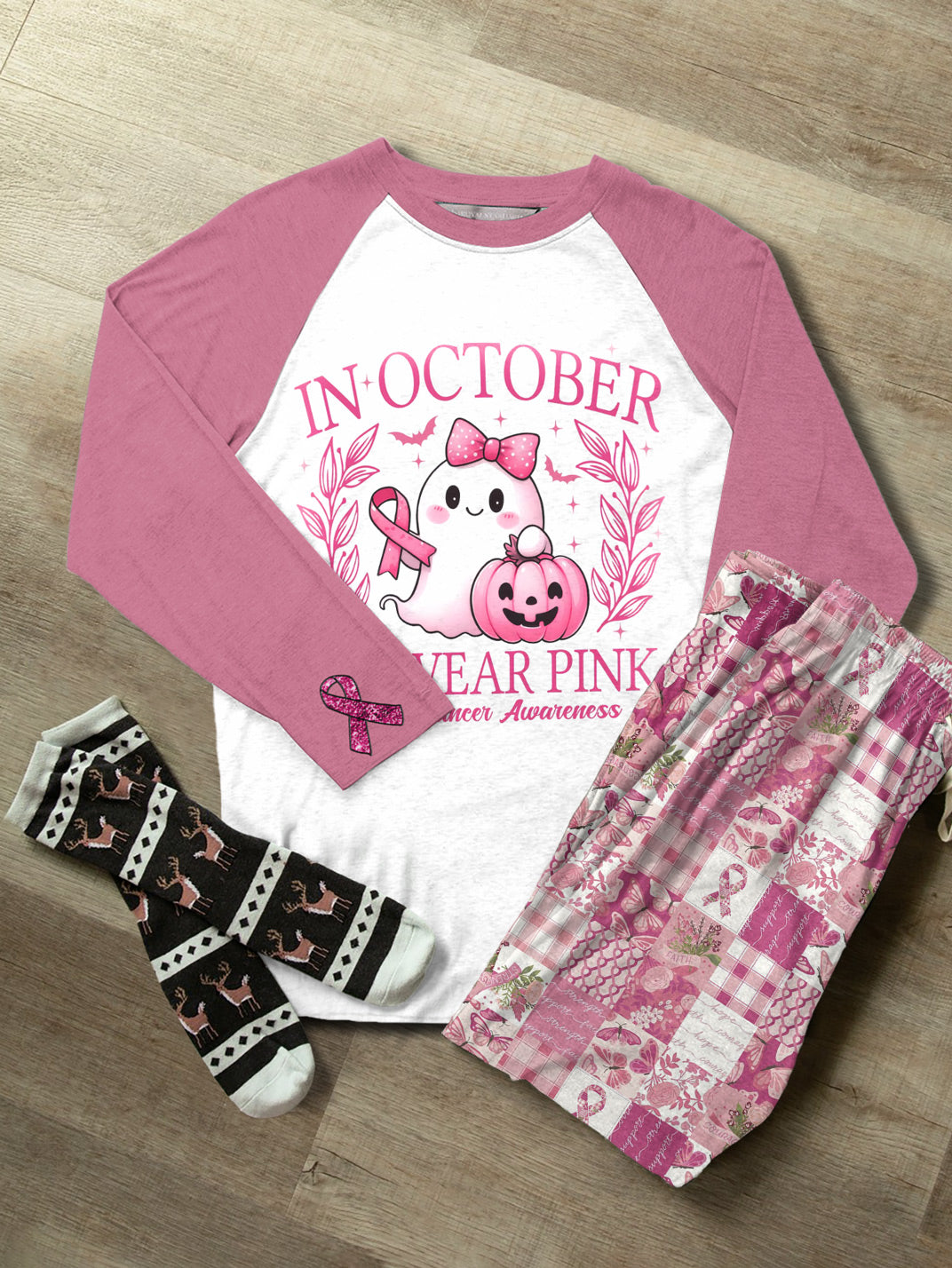 BCAM Raglan Lounge Pajamas In October We Wear Pink