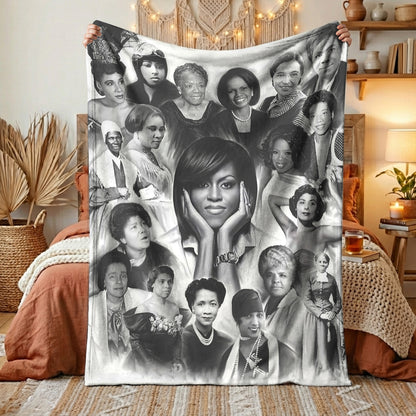 2026 Black History Month Fleece Blanket Inspirational African American Women