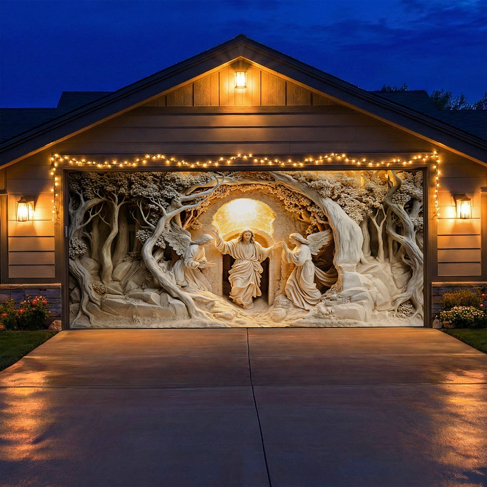 Christian Easter Garage Door Banner Decoration - The Risen Moment