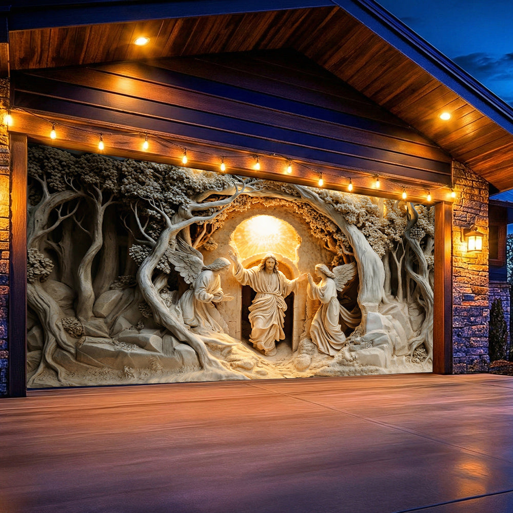 Christian Easter Garage Door Banner Decoration - The Risen Moment