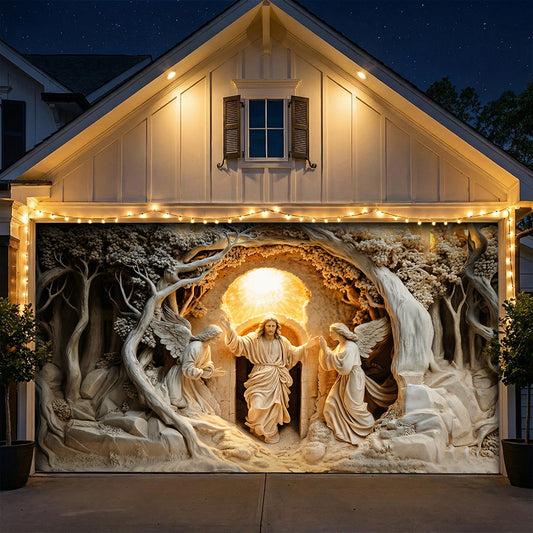 Christian Easter Garage Door Banner Decoration - The Risen Moment