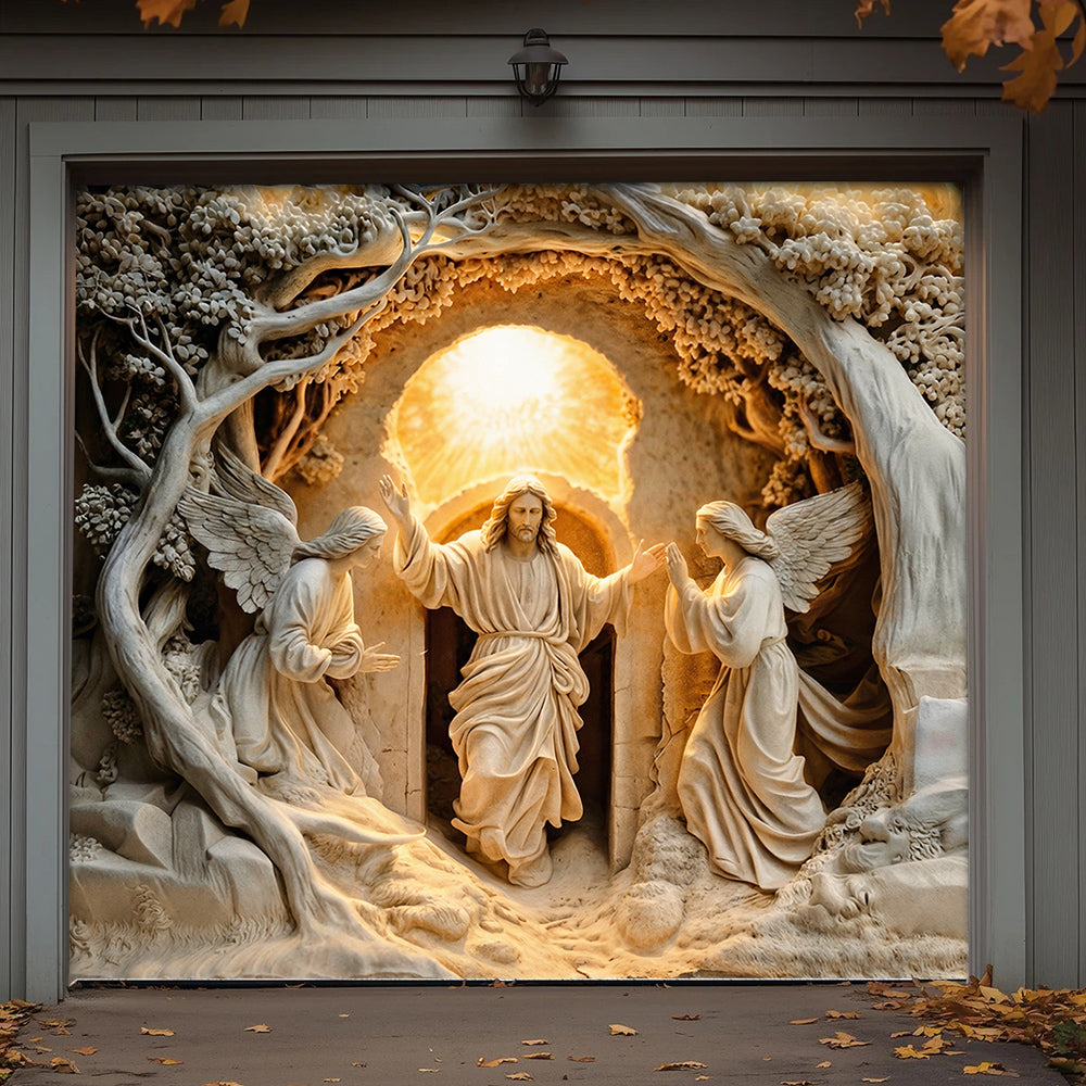 Christian Easter Garage Door Banner Decoration - The Risen Moment