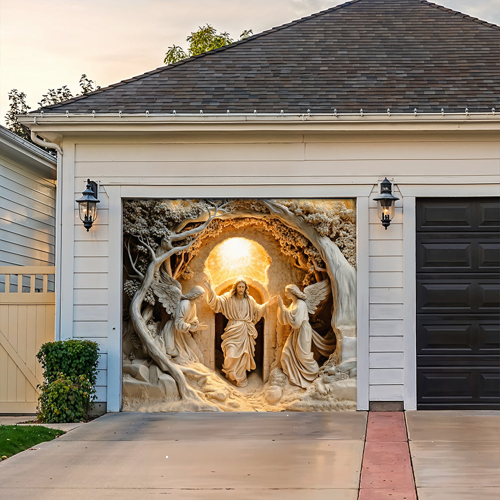 Christian Easter Garage Door Banner Decoration - The Risen Moment