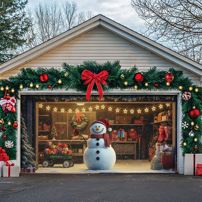 Christmas Garage Door Banner Decoration -  Jolly Snowman Welcome