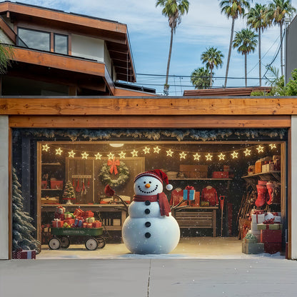 Christmas Garage Door Banner Decoration -  Jolly Snowman Welcome