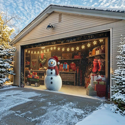 Christmas Garage Door Banner Decoration -  Jolly Snowman Welcome