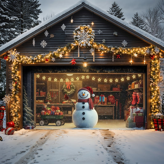 Christmas Garage Door Banner Decoration -  Jolly Snowman Welcome