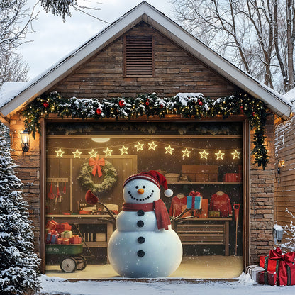 Christmas Garage Door Banner Decoration -  Jolly Snowman Welcome