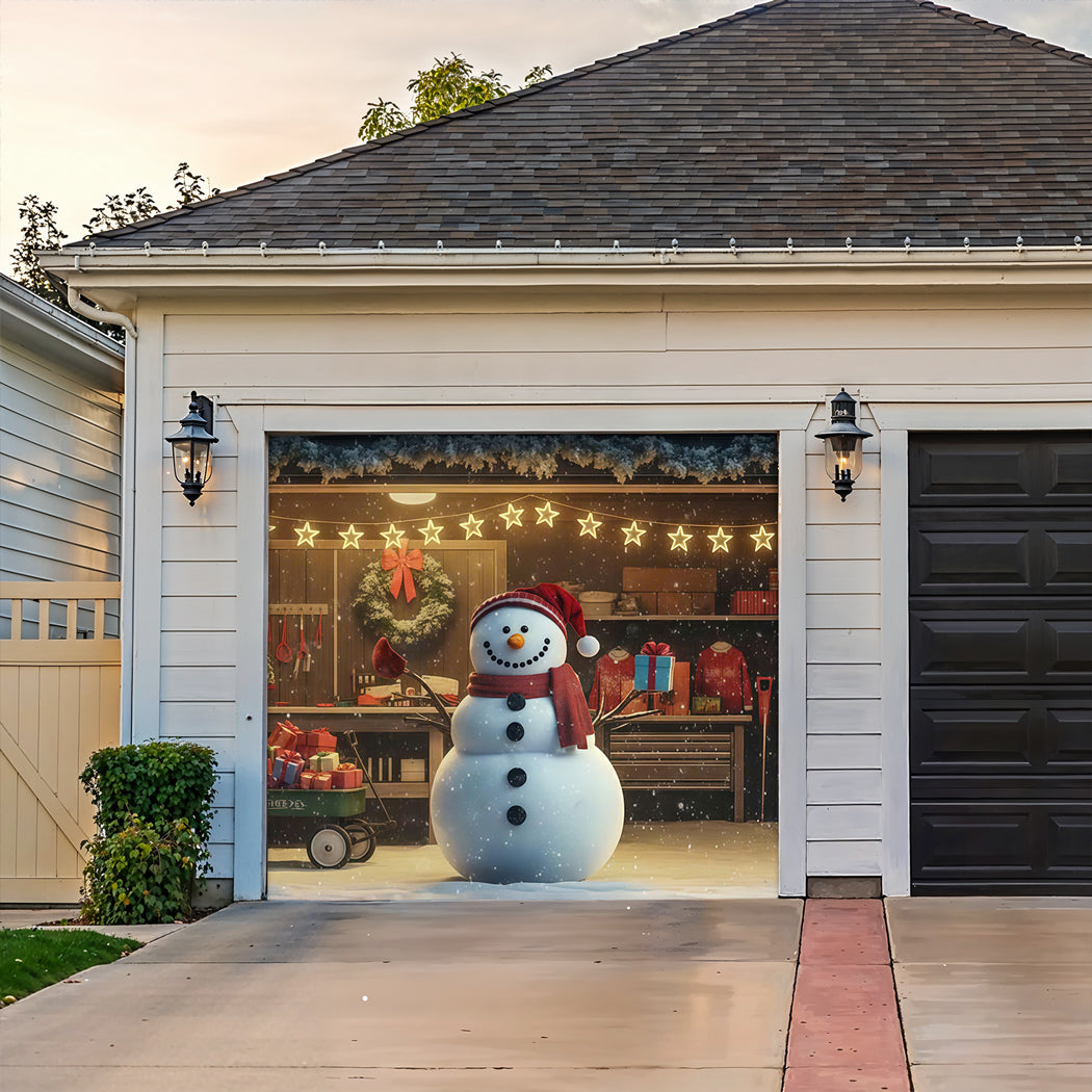 Christmas Garage Door Banner Decoration -  Jolly Snowman Welcome