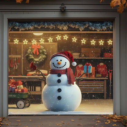 Christmas Garage Door Banner Decoration -  Jolly Snowman Welcome