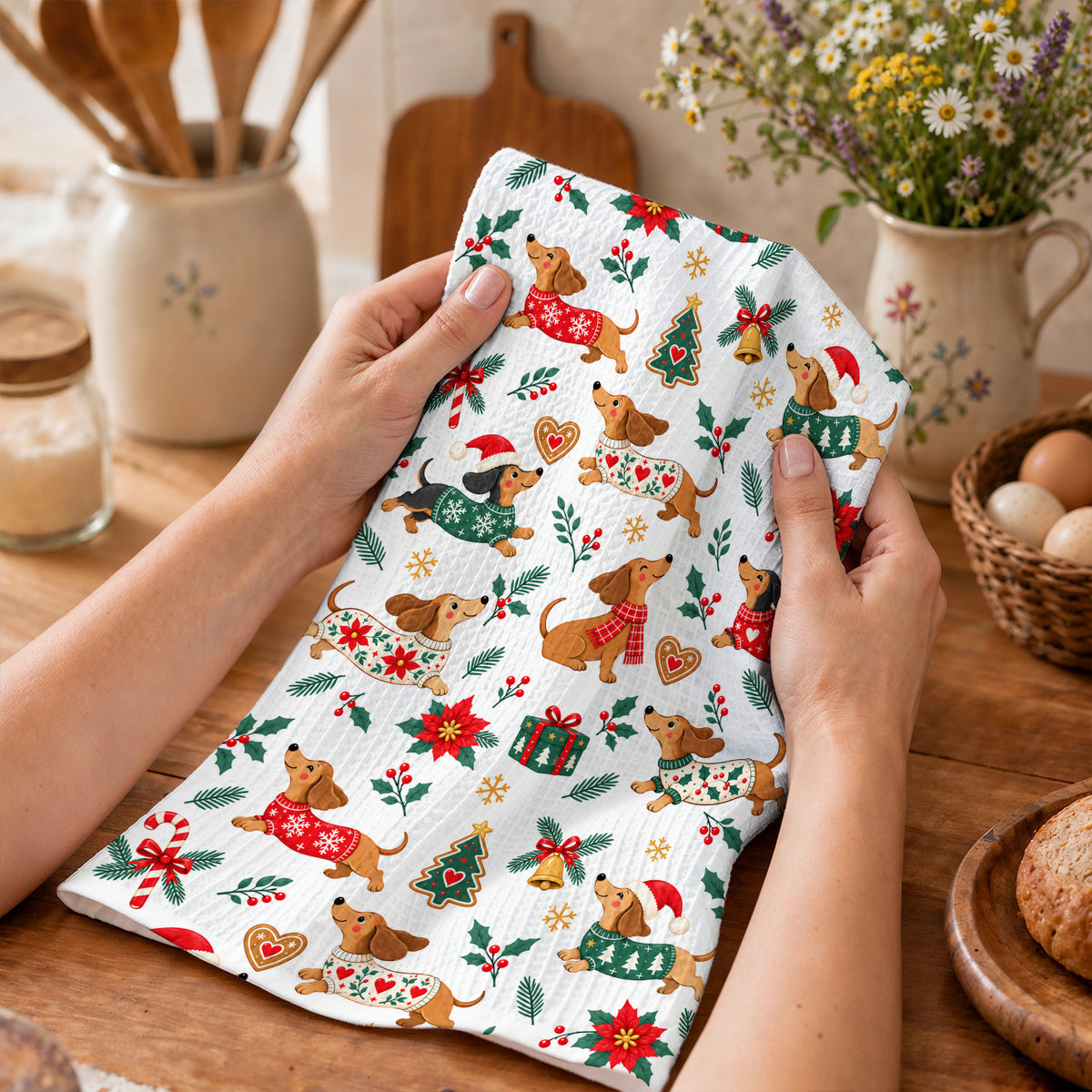 Dachshund Lover Kitchen Towel Jolly Doxie