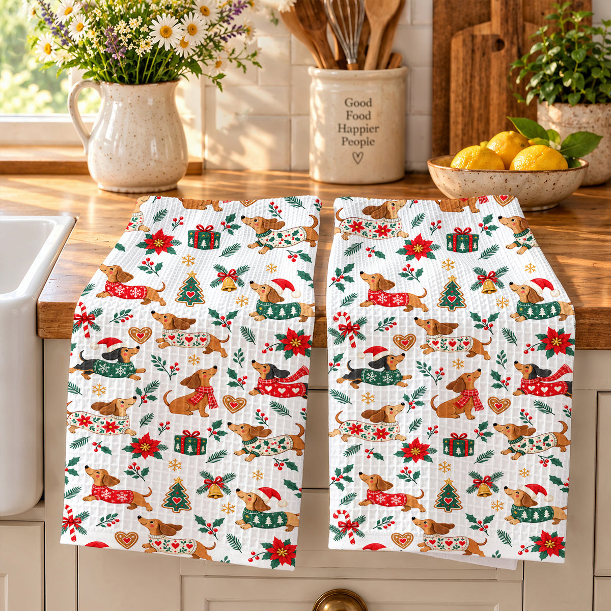 Dachshund Lover Kitchen Towel Jolly Doxie