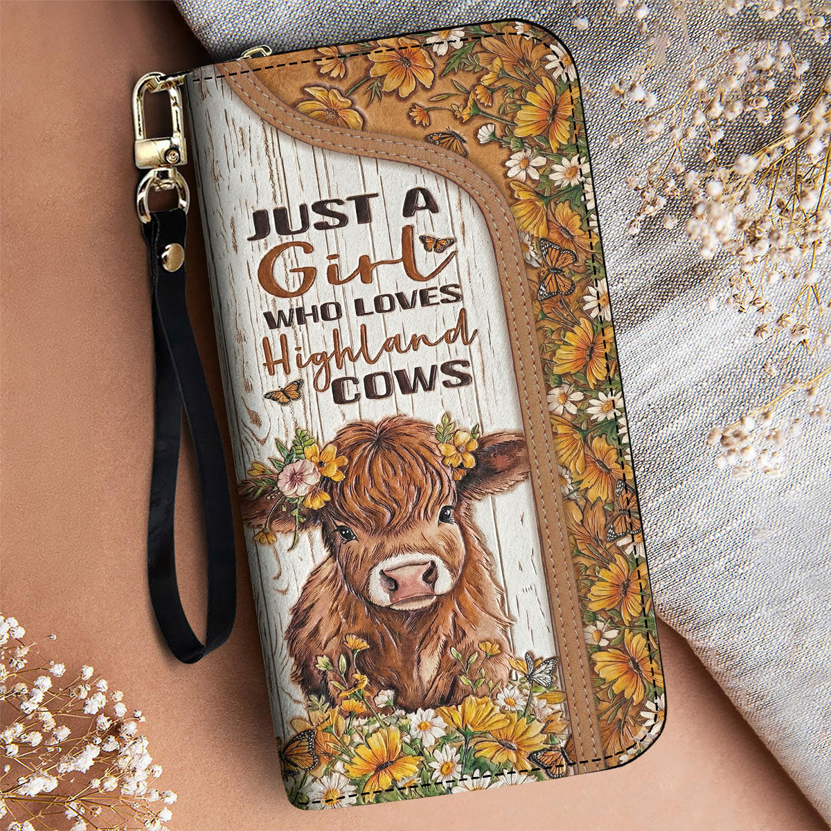 Highland Cow Leather Wallet Just A Girl Who Loves Highland Cows