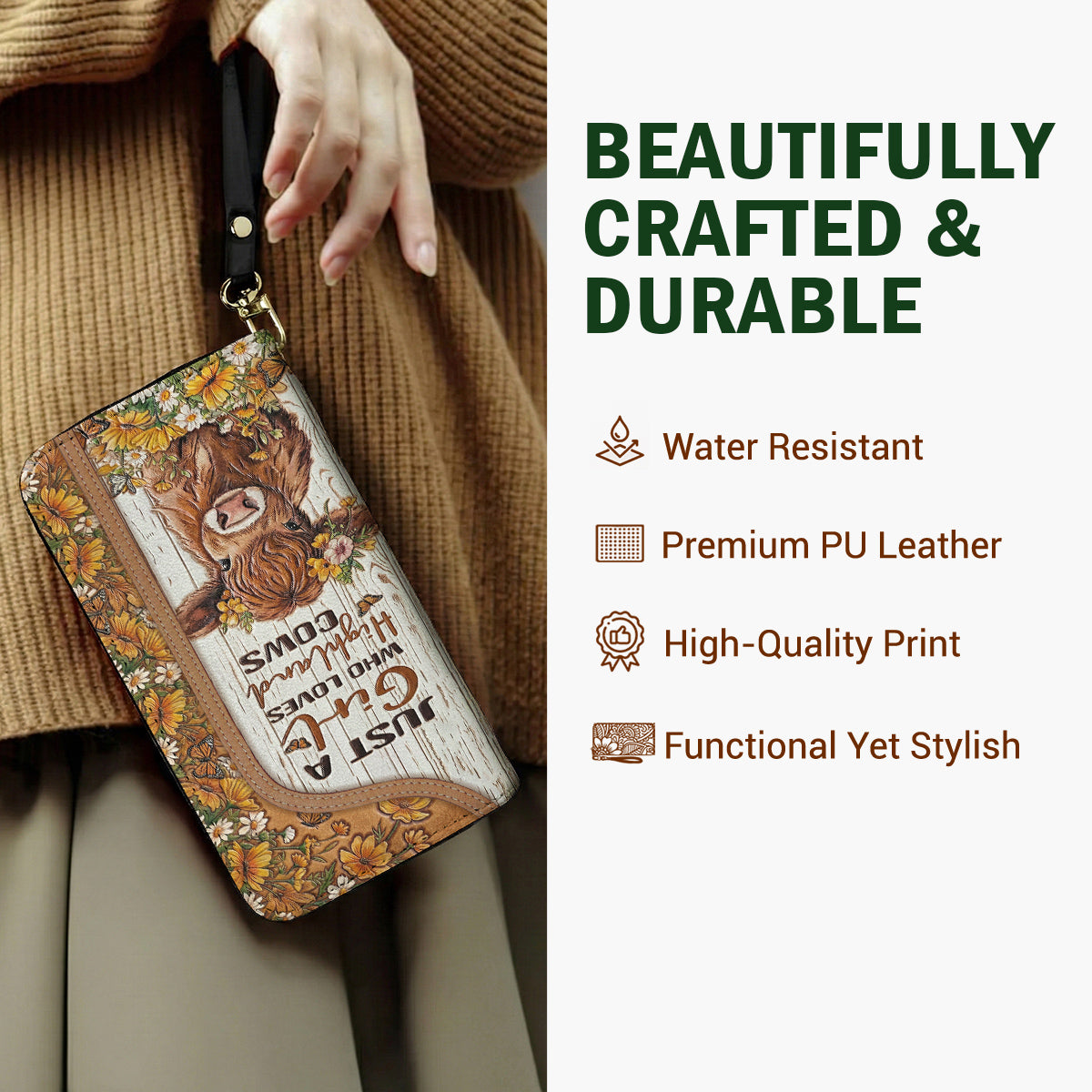 Highland Cow Leather Wallet Just A Girl Who Loves Highland Cows