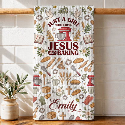 Baking Kitchen Towel Just A Girl Who Loves Jesus and Baking