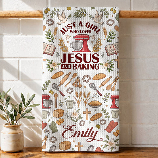 Baking Kitchen Towel Just A Girl Who Loves Jesus and Baking