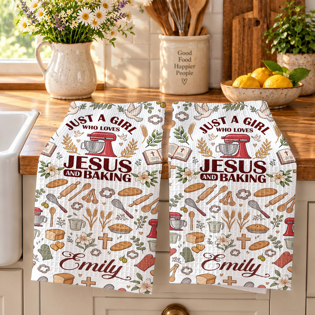 Baking Kitchen Towel Just A Girl Who Loves Jesus and Baking