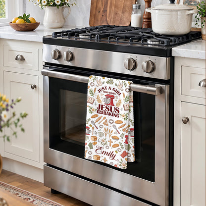 Baking Kitchen Towel Just A Girl Who Loves Jesus and Baking