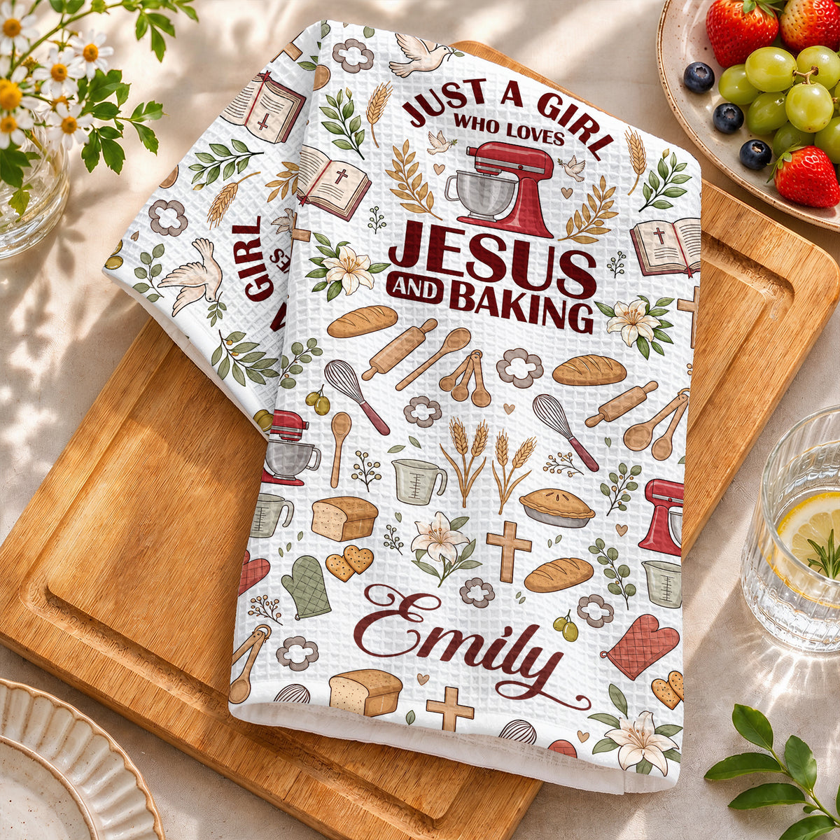 Baking Kitchen Towel Just A Girl Who Loves Jesus and Baking
