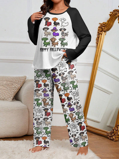 Dachshund Lover Raglan Lounge Pajamas Happy Hallowiener