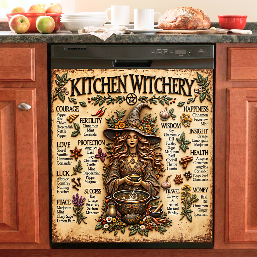 Witch Magnetic Dishwasher Cover Kitchen Witchery