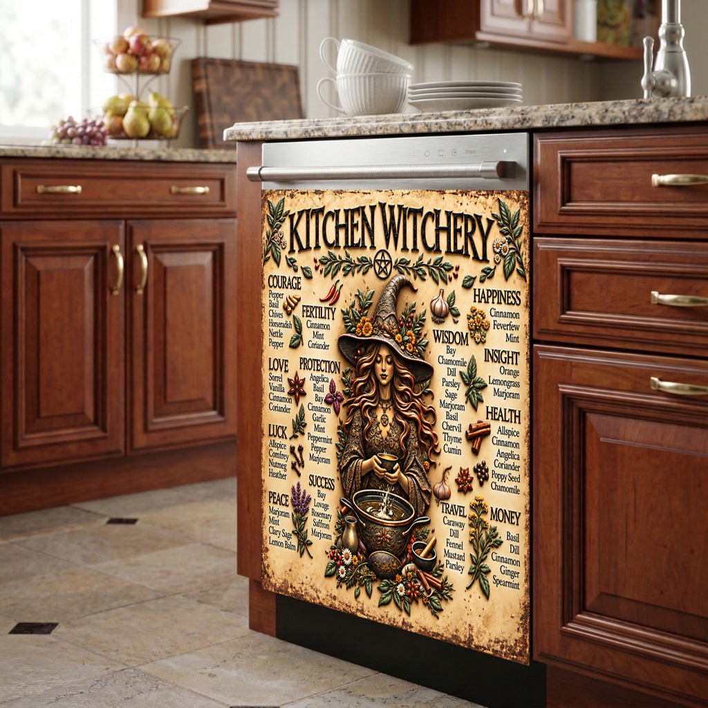 Witch Magnetic Dishwasher Cover Kitchen Witchery