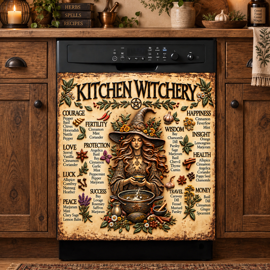 Witch Magnetic Dishwasher Cover Kitchen Witchery