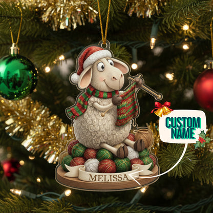 Knitting Lovers 2D Acrylic Ornament The Knitting Sheep Personalized
