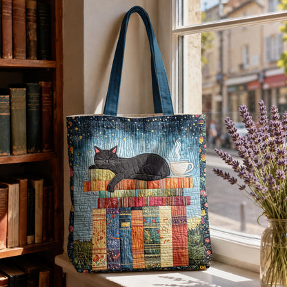 Book Lover Canvas Tote Bag Lazy Cat Book