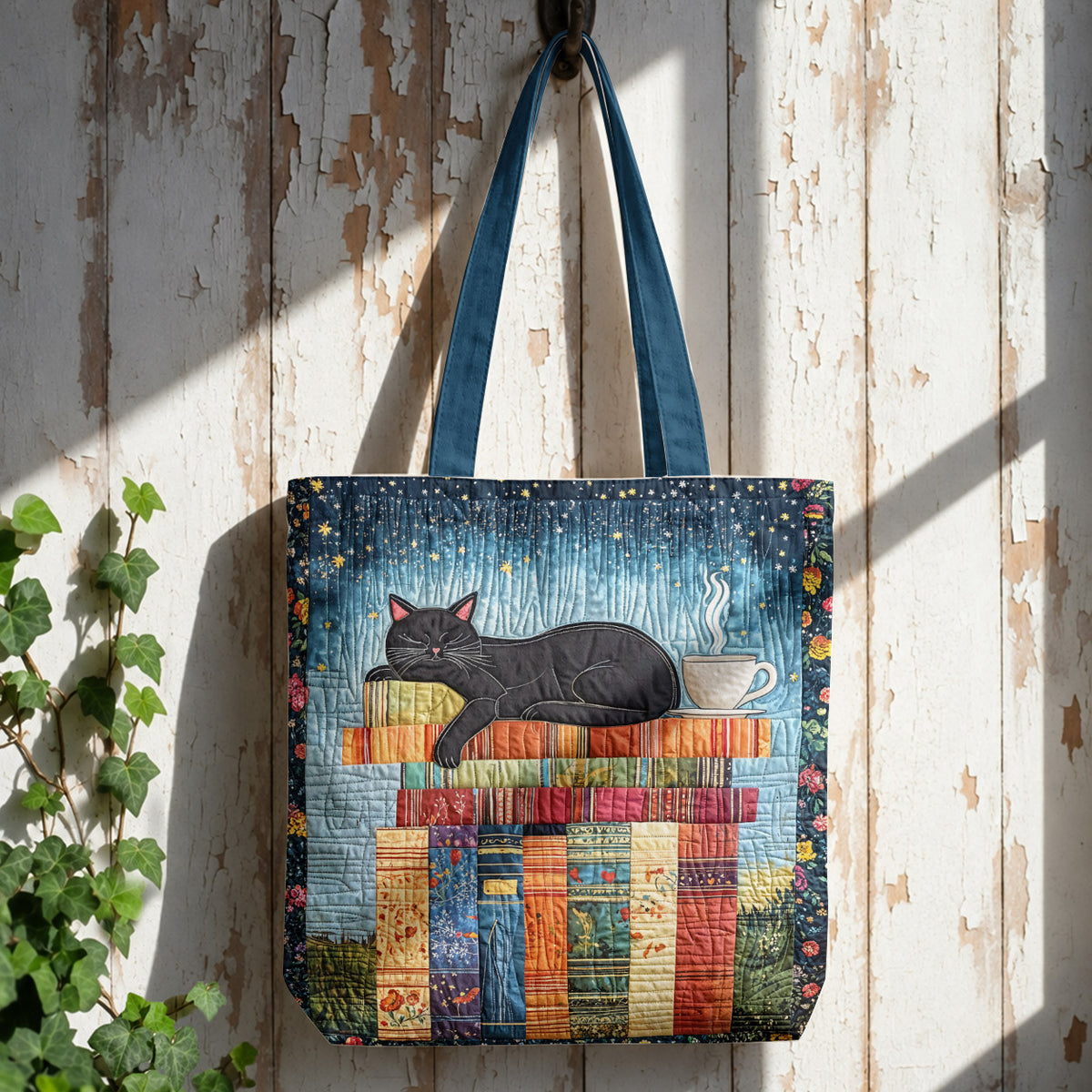 Book Lover Canvas Tote Bag Lazy Cat Book