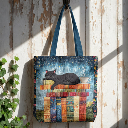 Book Lover Canvas Tote Bag Lazy Cat Book