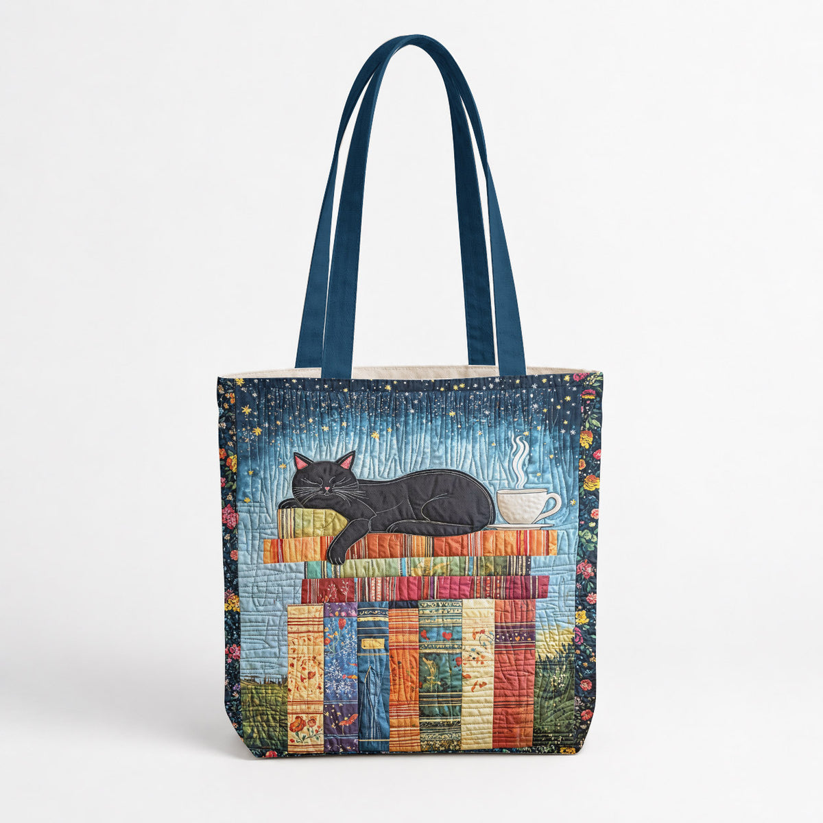 Book Lover Canvas Tote Bag Lazy Cat Book