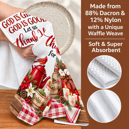 Christmas Kitchen Towel Let Us Thank Him For Out Food
