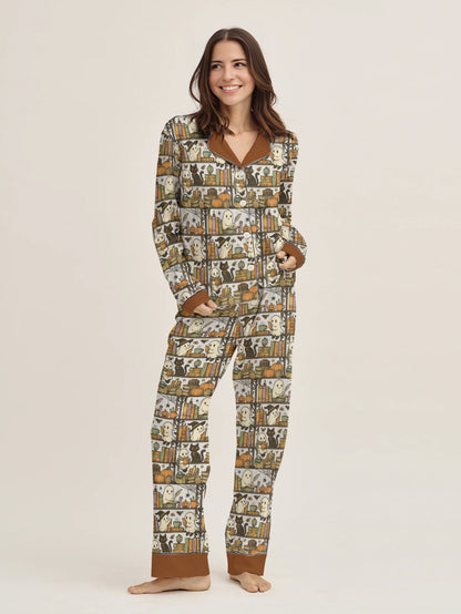 Book Lovers Halloween Classic Pajama Set Library Ghost
