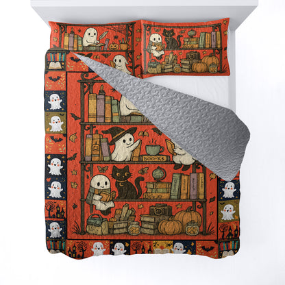 Book Lover All Season Quilt 3-Piece Set Library Ghost