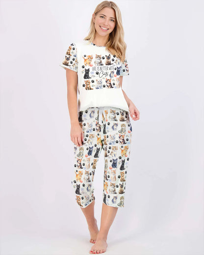 Cat Lover Capri Set Life Is Better With Cats