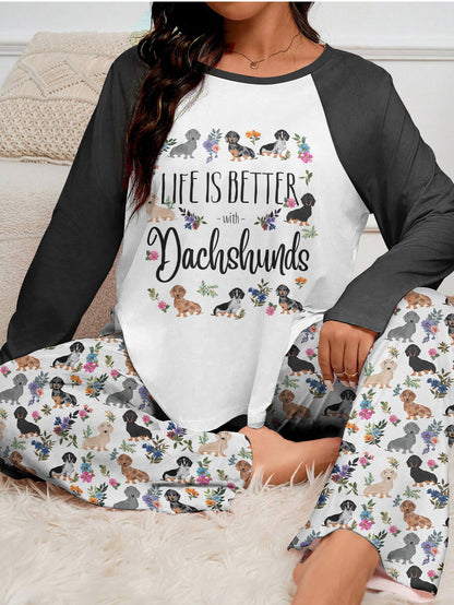 Dachshund Raglan Lounge Pajamas Life Is Better With Dachshunds