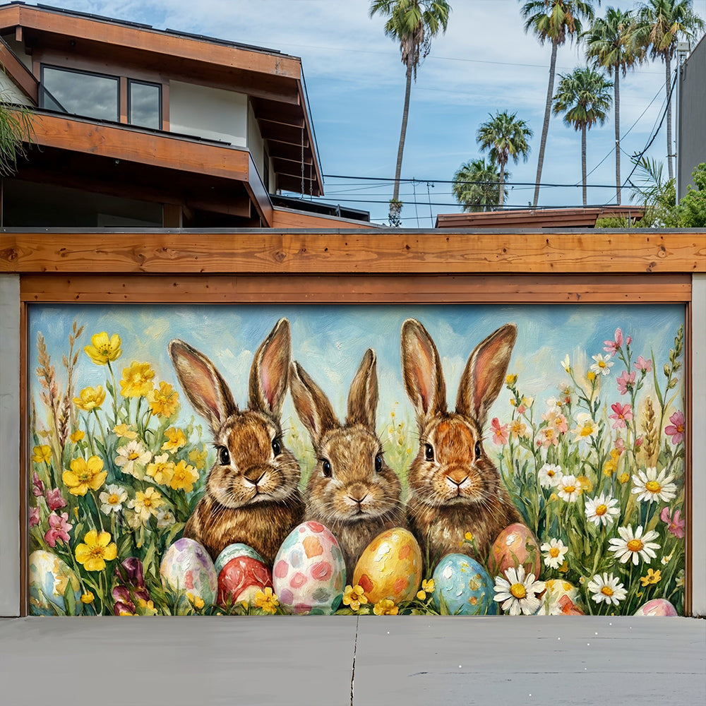 Easter Garage Door Banner Decoration - Little Hoppers