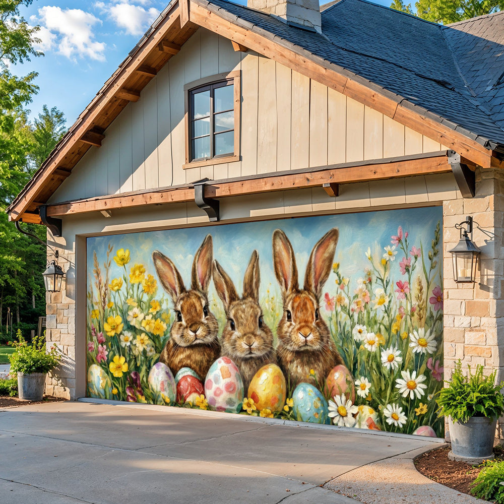Easter Garage Door Banner Decoration - Little Hoppers
