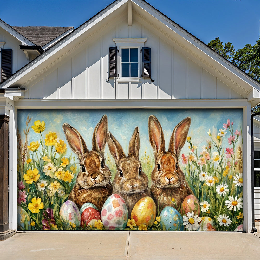 Easter Garage Door Banner Decoration - Little Hoppers