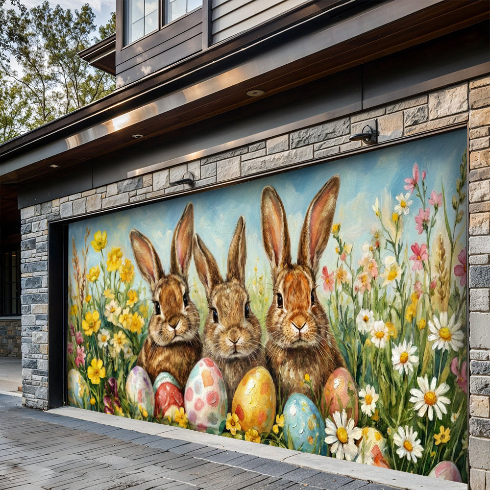 Easter Garage Door Banner Decoration - Little Hoppers