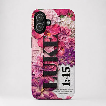 God Leather Phone Case Luke 1:45
