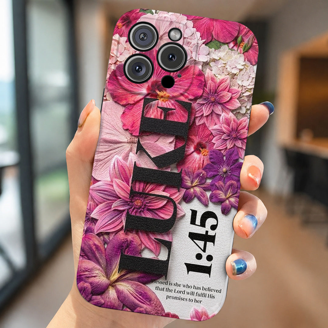 God Leather Phone Case Luke 1:45