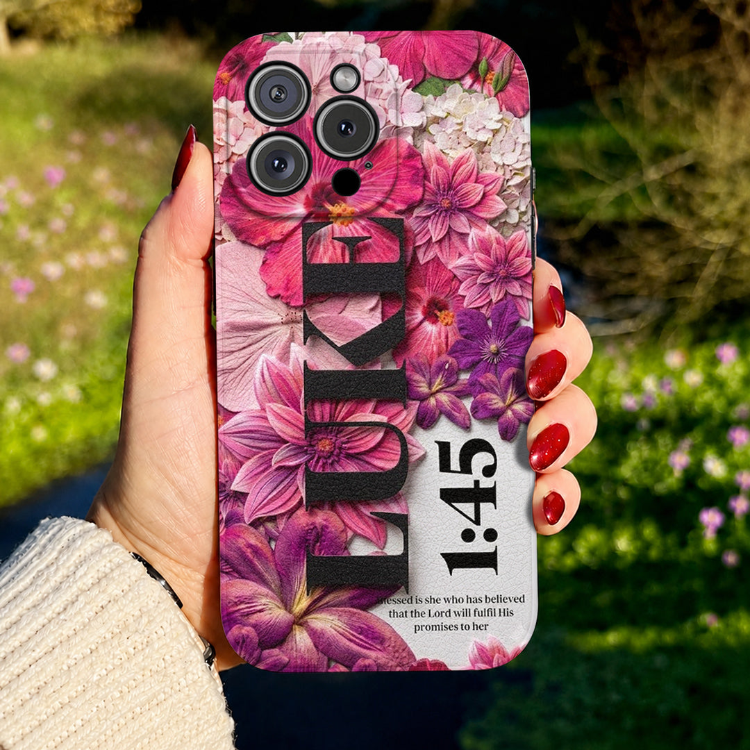 God Leather Phone Case Luke 1:45