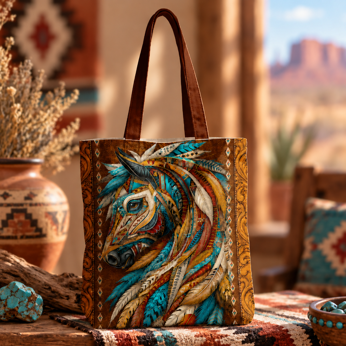 Horse Lover Canvas Tote Bag Majestic Wild Spirit