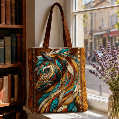 Horse Lover Canvas Tote Bag Majestic Wild Spirit